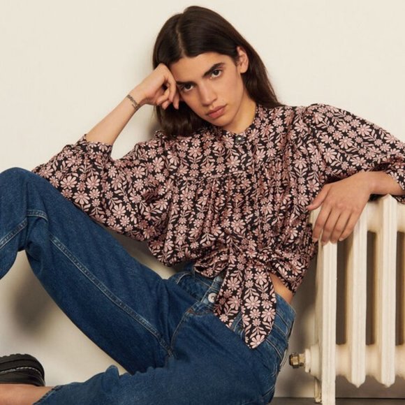 SANDRO Helia Silk Top Size 3/ - Picture 1 of 8